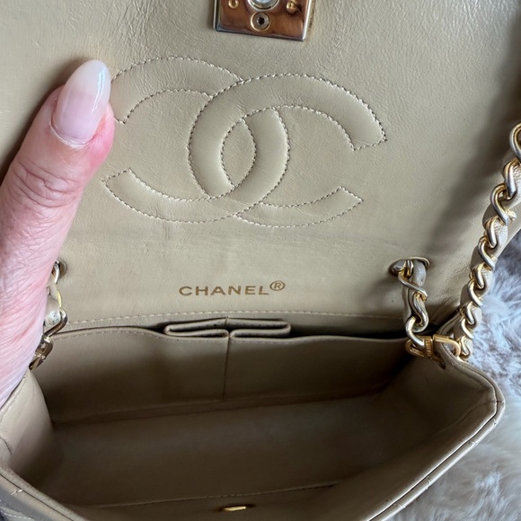 CHANEL Beige Mini Quilted Crossbody Bag - Picture 5 of 17